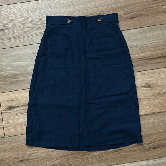 Blue Pencil Skirt with Pockets - Picture 1 of 6